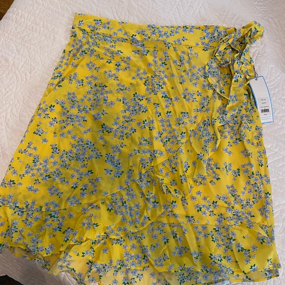 Yellow and Blue floral wrap skirt